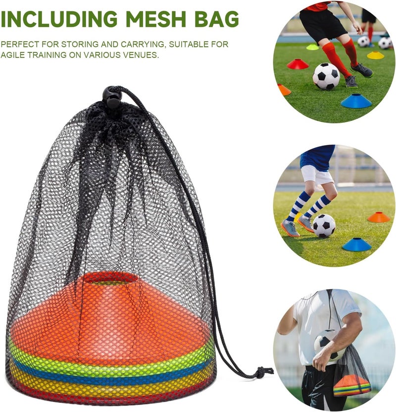 Klurent Store 35/65/105 PCS Agility Soccer Cones for Training, Reusable Sports Cones for Drills with Mesh Bag, Training Cones for Soccer Practice, Football, Basketball - Disc Cones Training Equipment - Image 5